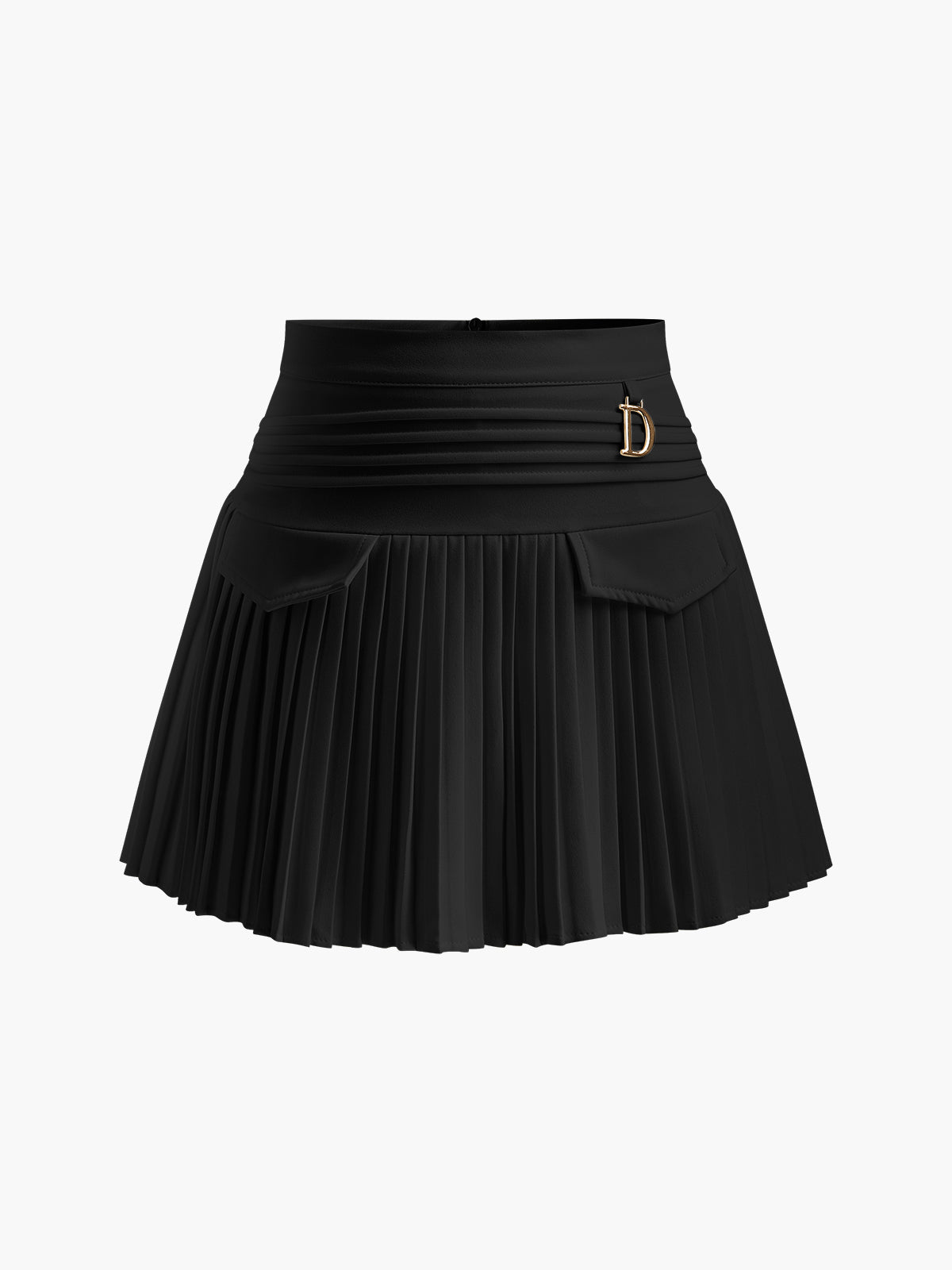 Fariel – Metal Letter Pleated Mini Skirt
