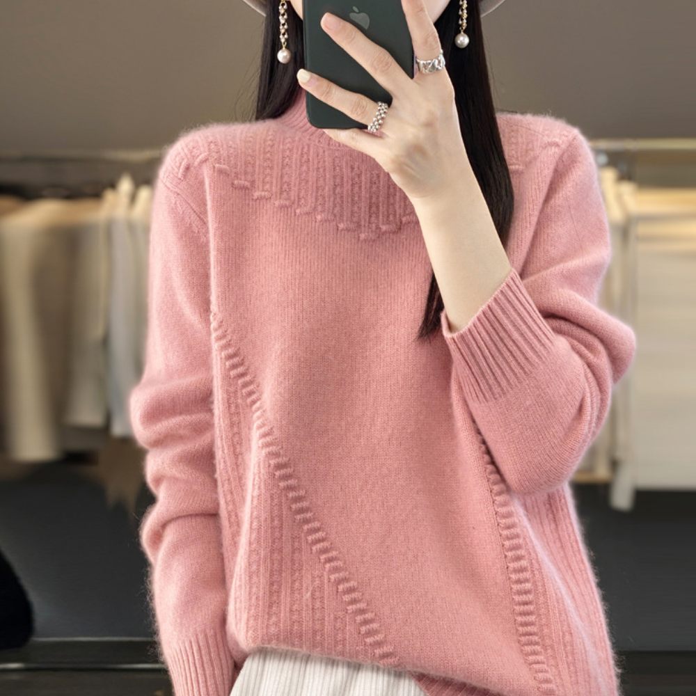 Amira – Diagonal Stitch Knit Sweater