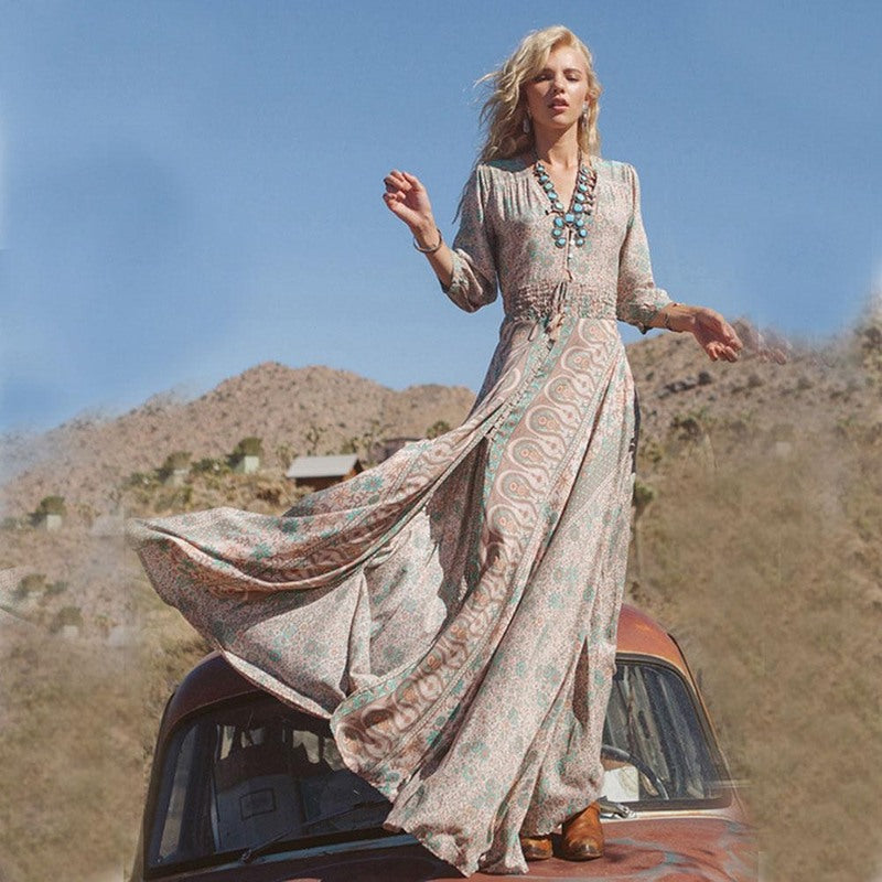 Kiara – Boho Floral Maxi Dress