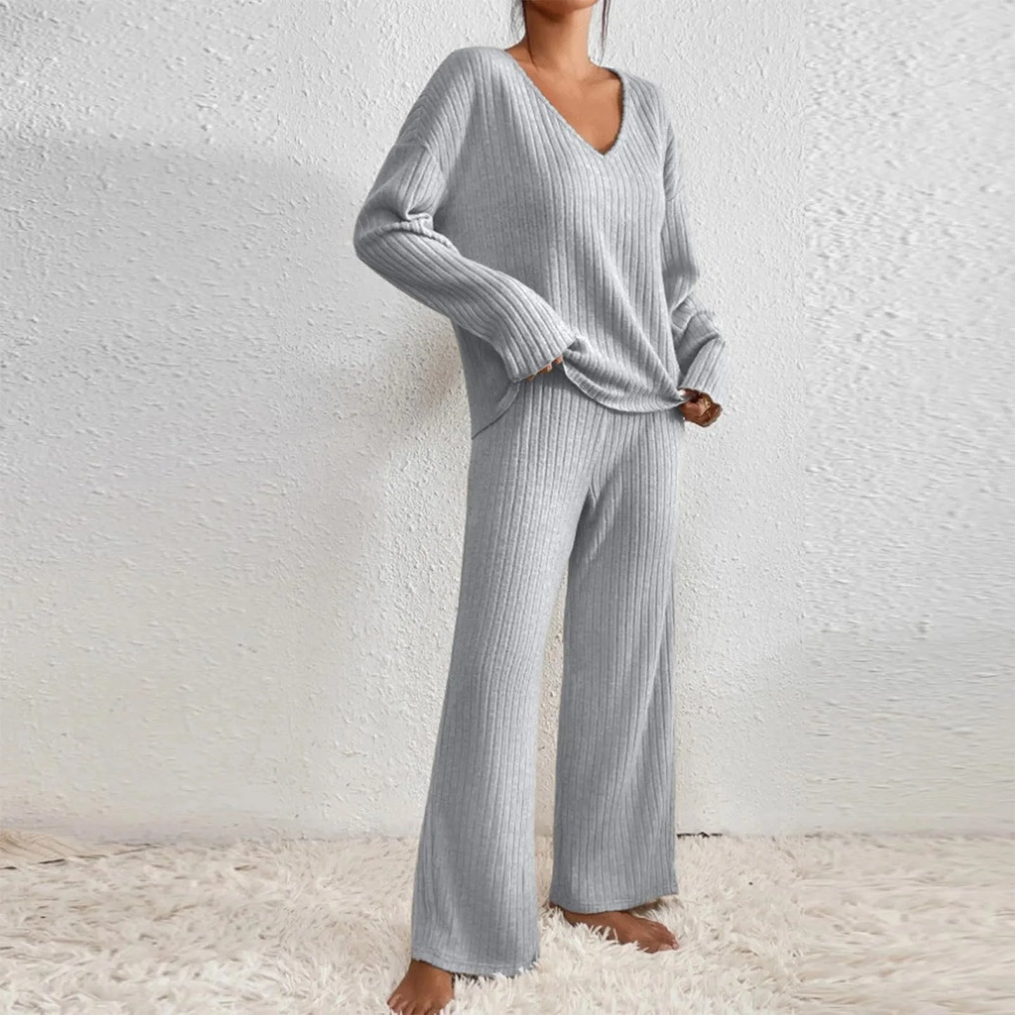 Bianca – V-Neck Knit Lounge Set