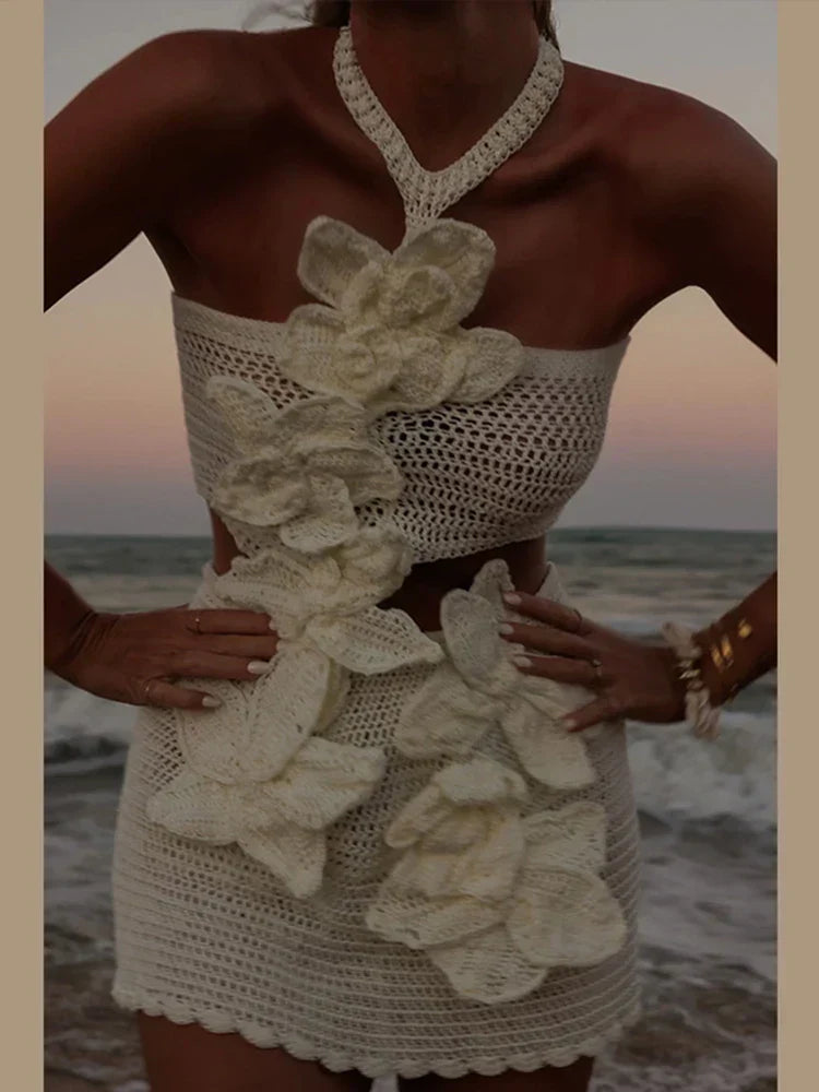 Camila – Crochet Flowered Mini Dress