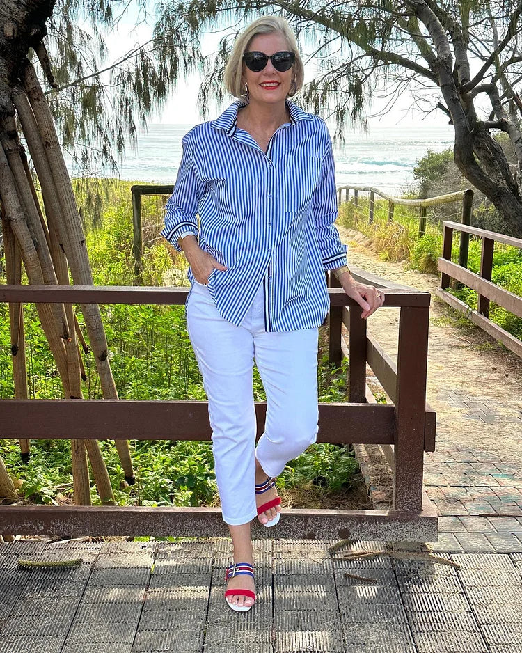 Clara – Striped Button-Up Shirt