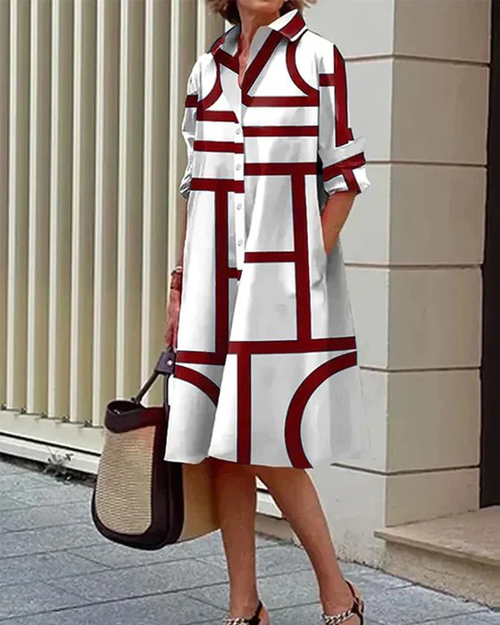 Vivienne – Abstract Print Midi Dress