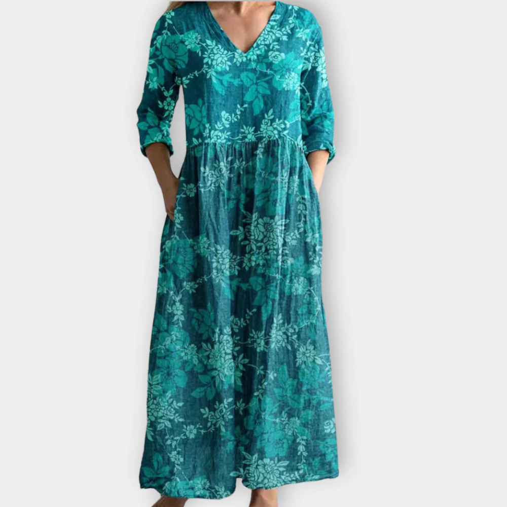 Maya – Floral V-Neck Maxi Dress
