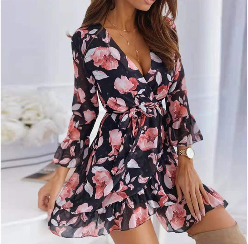 Taryn – Floral Ruffled Hem Mini Dress