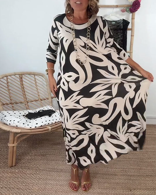 Bellaire – Abstract Floral Midi  Dress