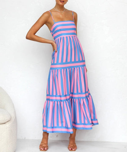 Orla – Elegant Striped Tiered Midi Dress