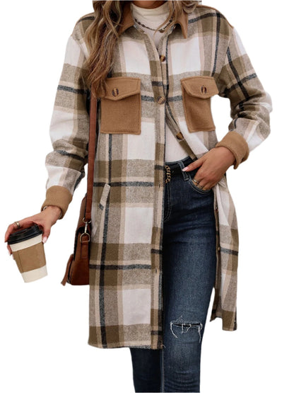 Tessa – Classic Plaid Button Coat