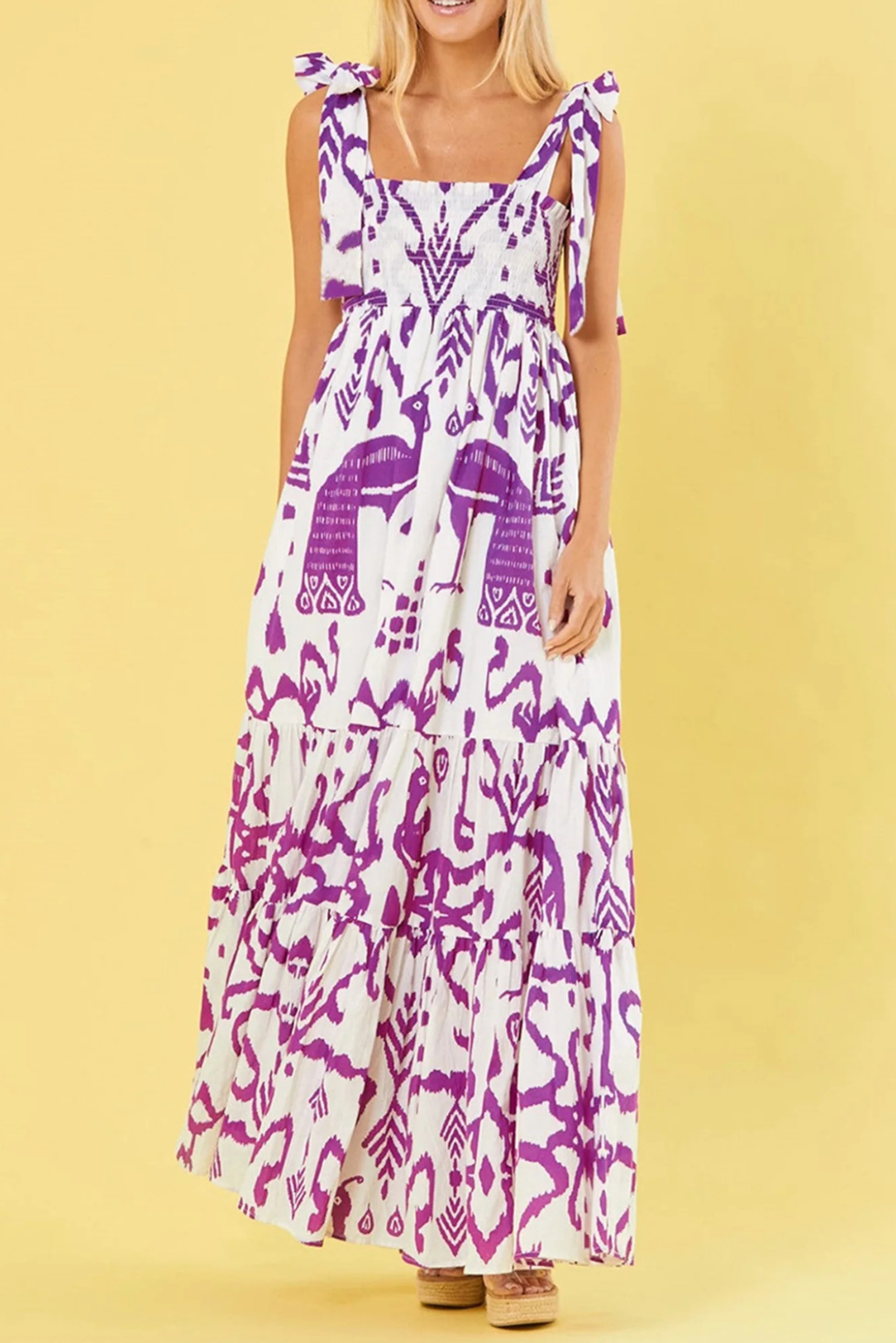 Saffron – Boho Smocked Maxi Dress