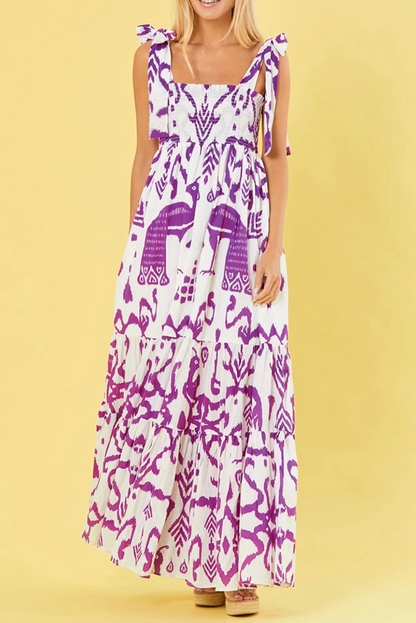 Saffron – Boho Smocked Maxi Dress