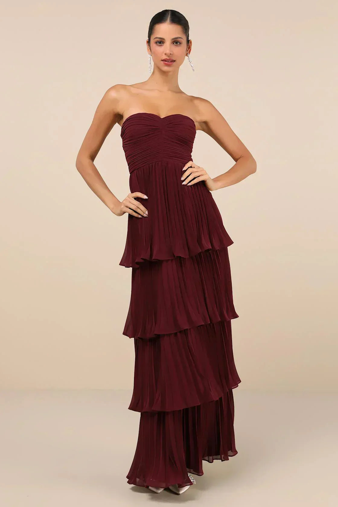 Soleil – Ruffled Pleated Maxi Dress