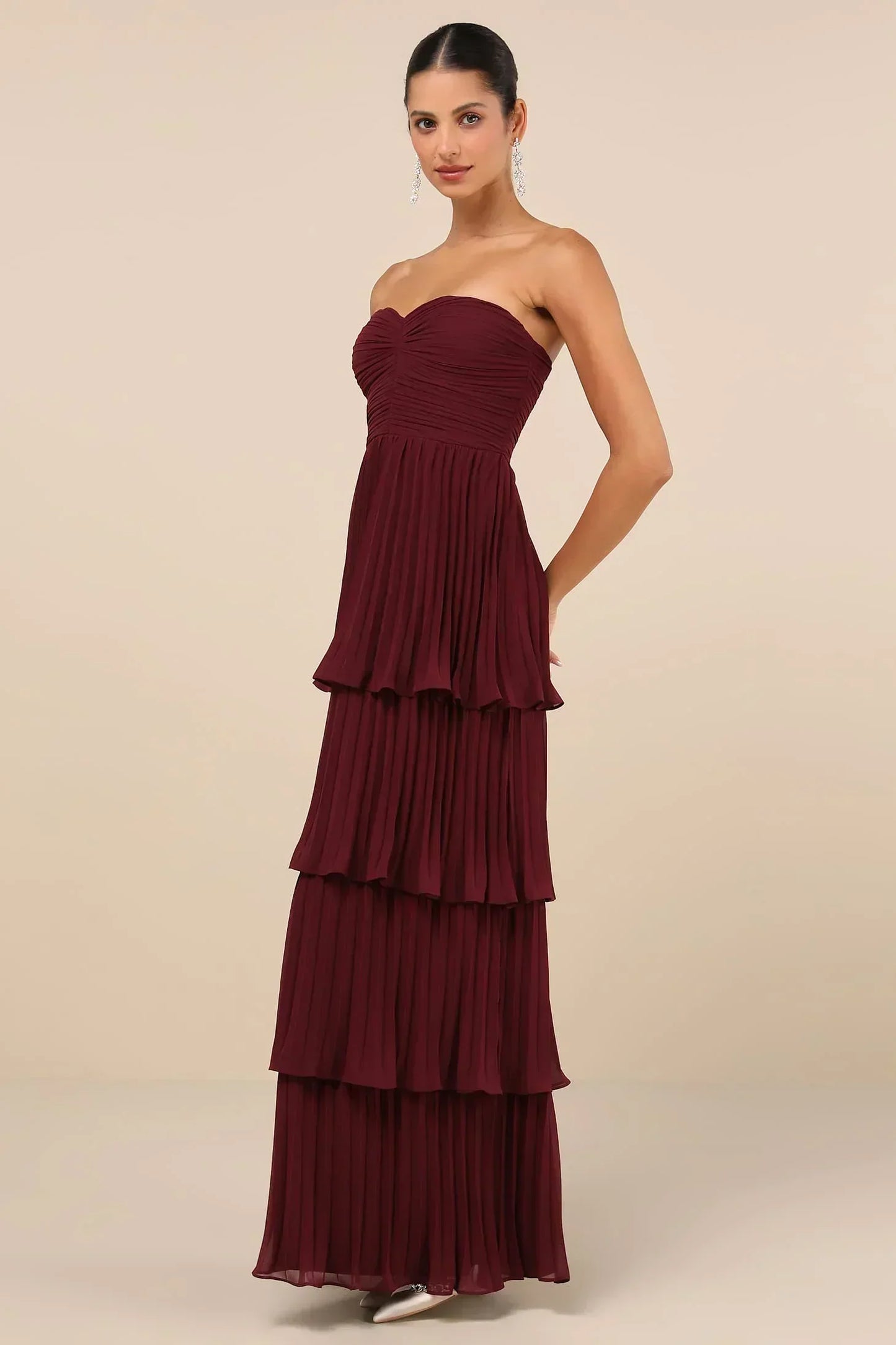 Soleil – Ruffled Pleated Maxi Dress