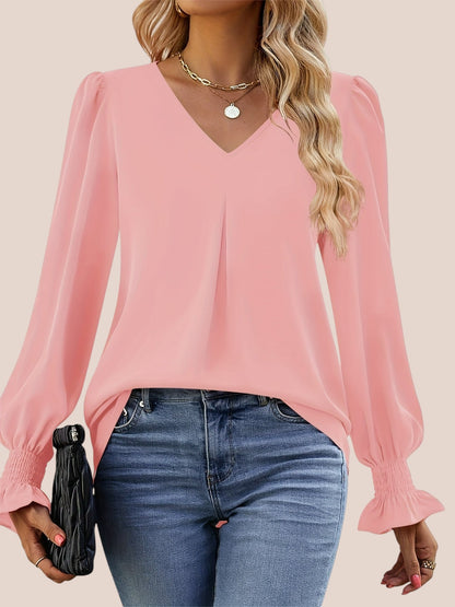 Bianca – Smocked Sleeve V-Neck Blouse