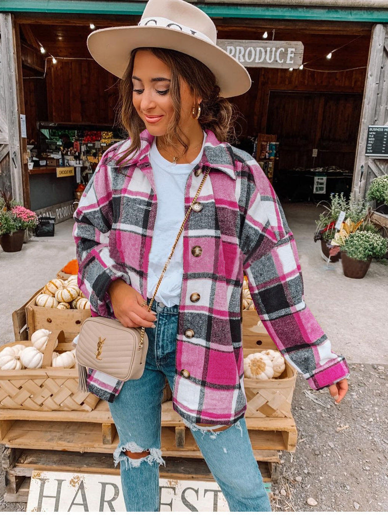Valeria – Plaid Button-Up Cardigan
