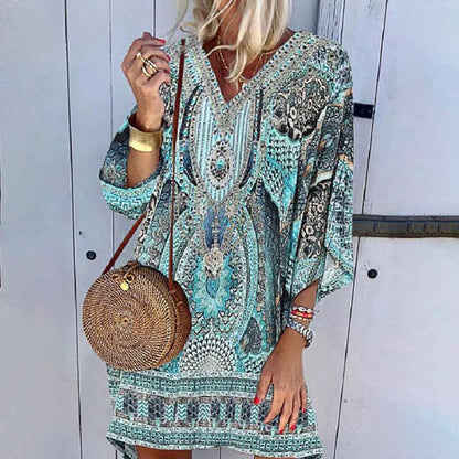 Alisha – Boho V-Neck Kaftan Dress