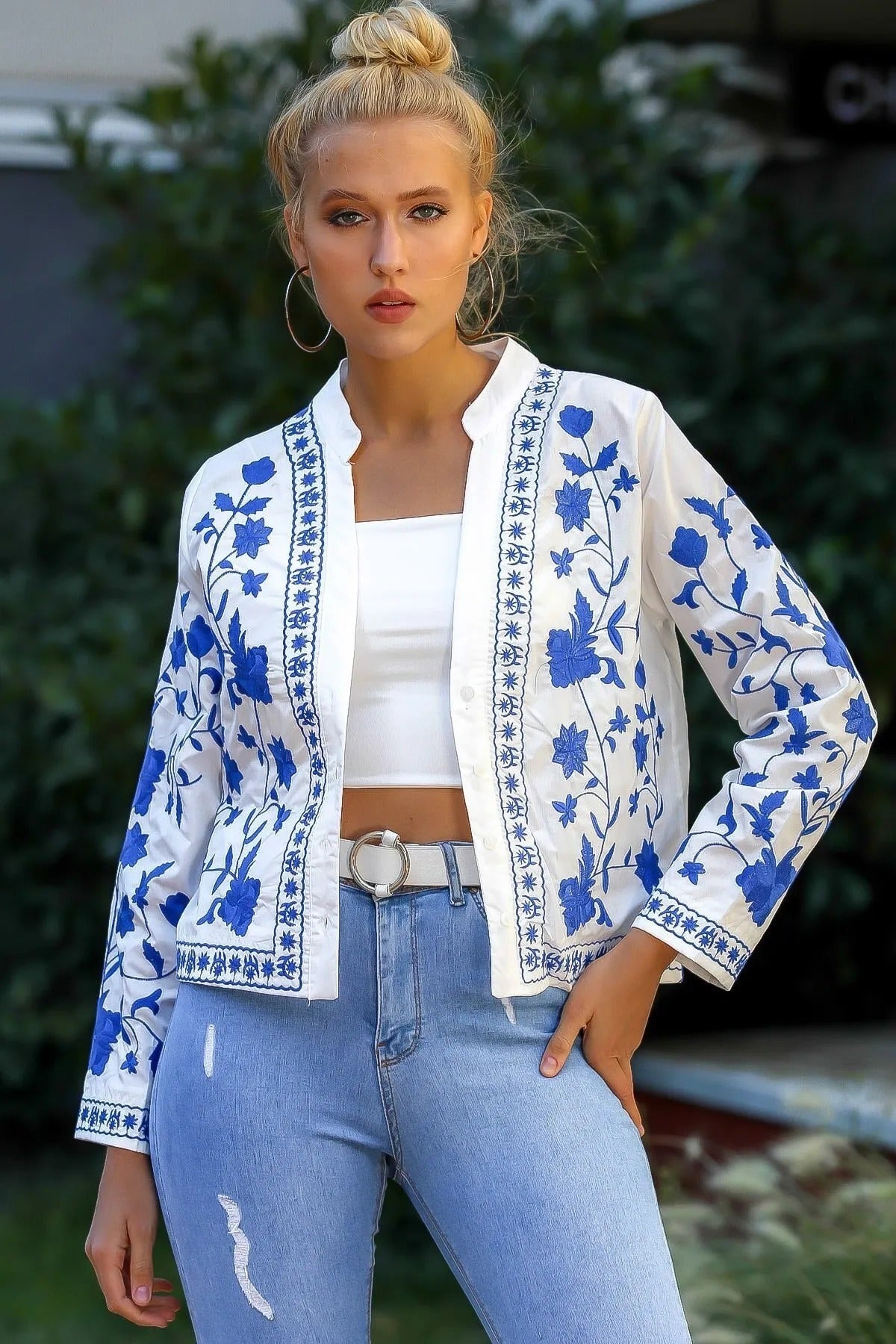 Olivia – Boho Denim Blouse