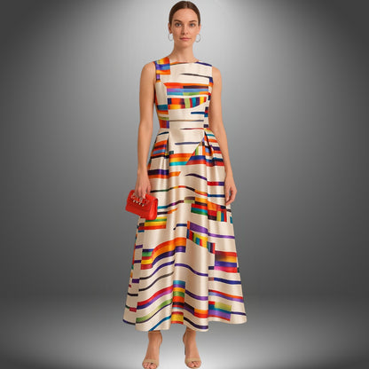 Keira – Abstract Print Maxi Dress