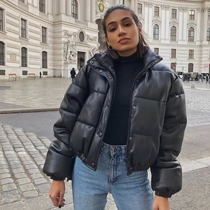 Reese – Cropped Bold  Leather Jacket Bold