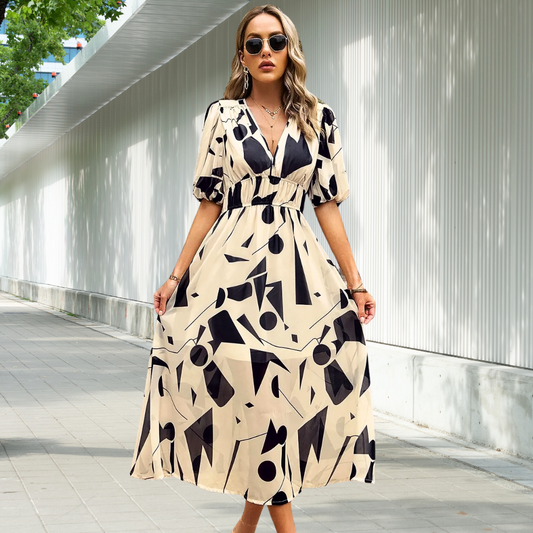 Nira – Timeless Puff Sleeved Midi Dress