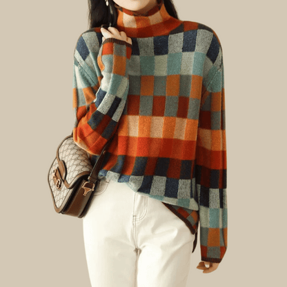 Arlina – Patchwork Turtleneck Sweater