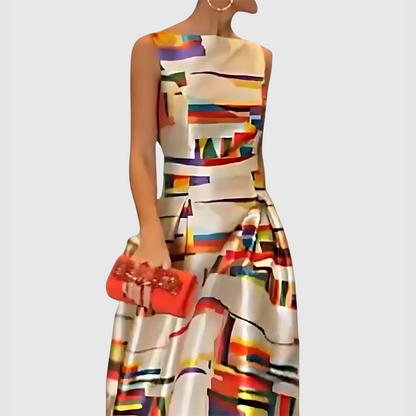 Keira – Abstract Print Maxi Dress