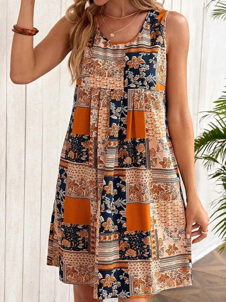 Rosie – Retro Floral Patchwork Mini Dress