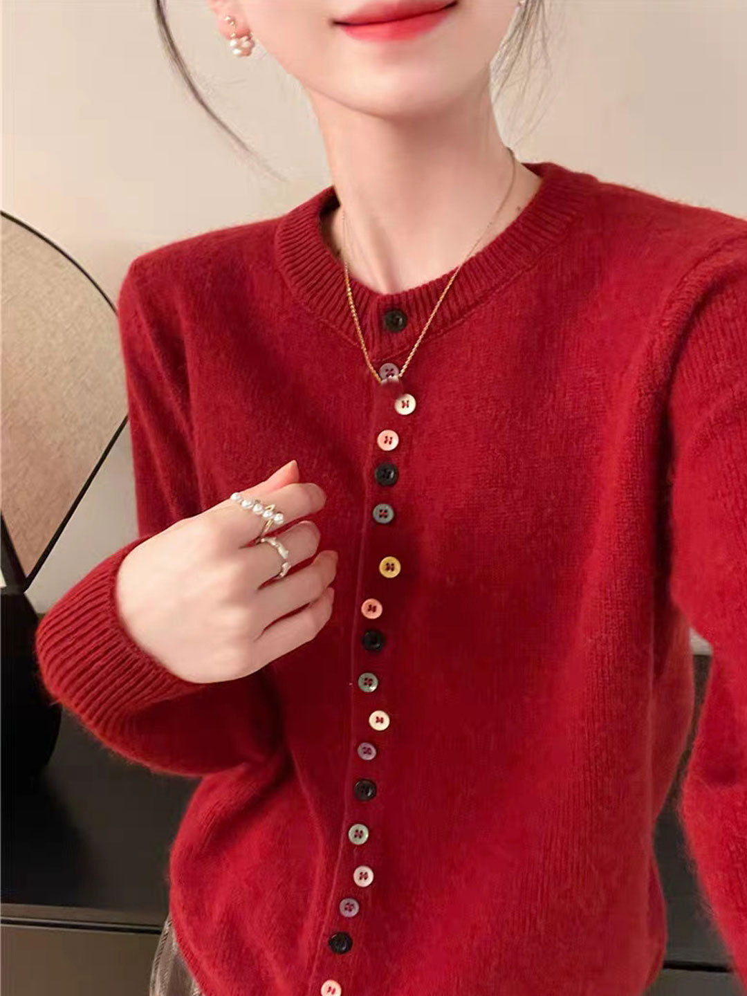 Vespera – Playful Buttons Sweater