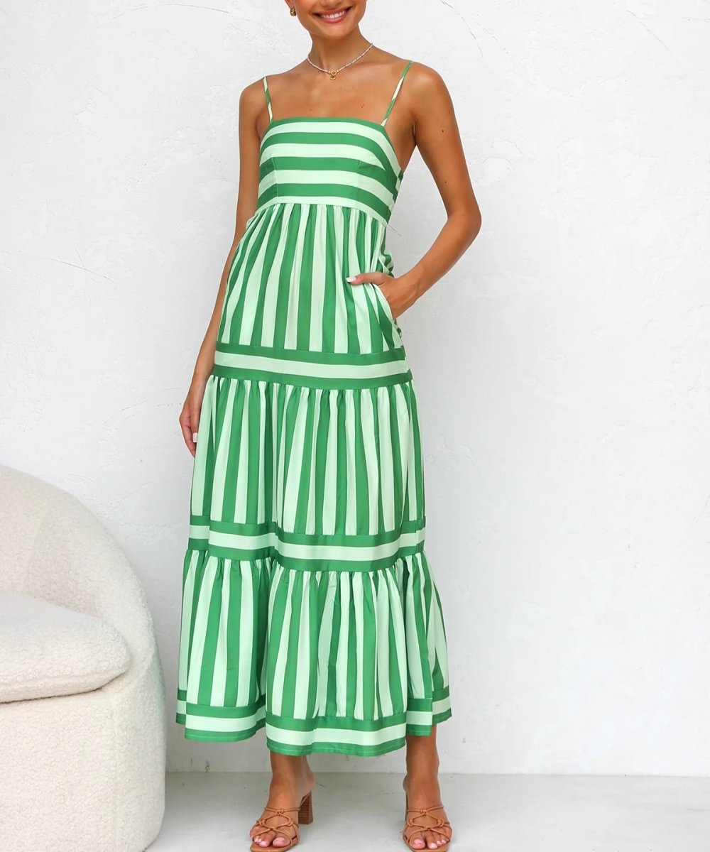 Orla – Elegant Striped Tiered Midi Dress