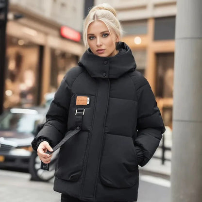 Olive – Trendy  High-Collar Puffer Jacket