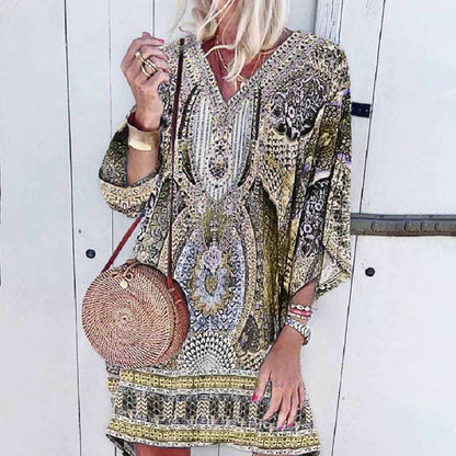 Alisha – Boho V-Neck Kaftan Dress