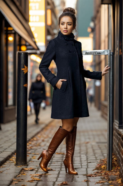 Vanessa – Elegant A-Line Hooded Coat