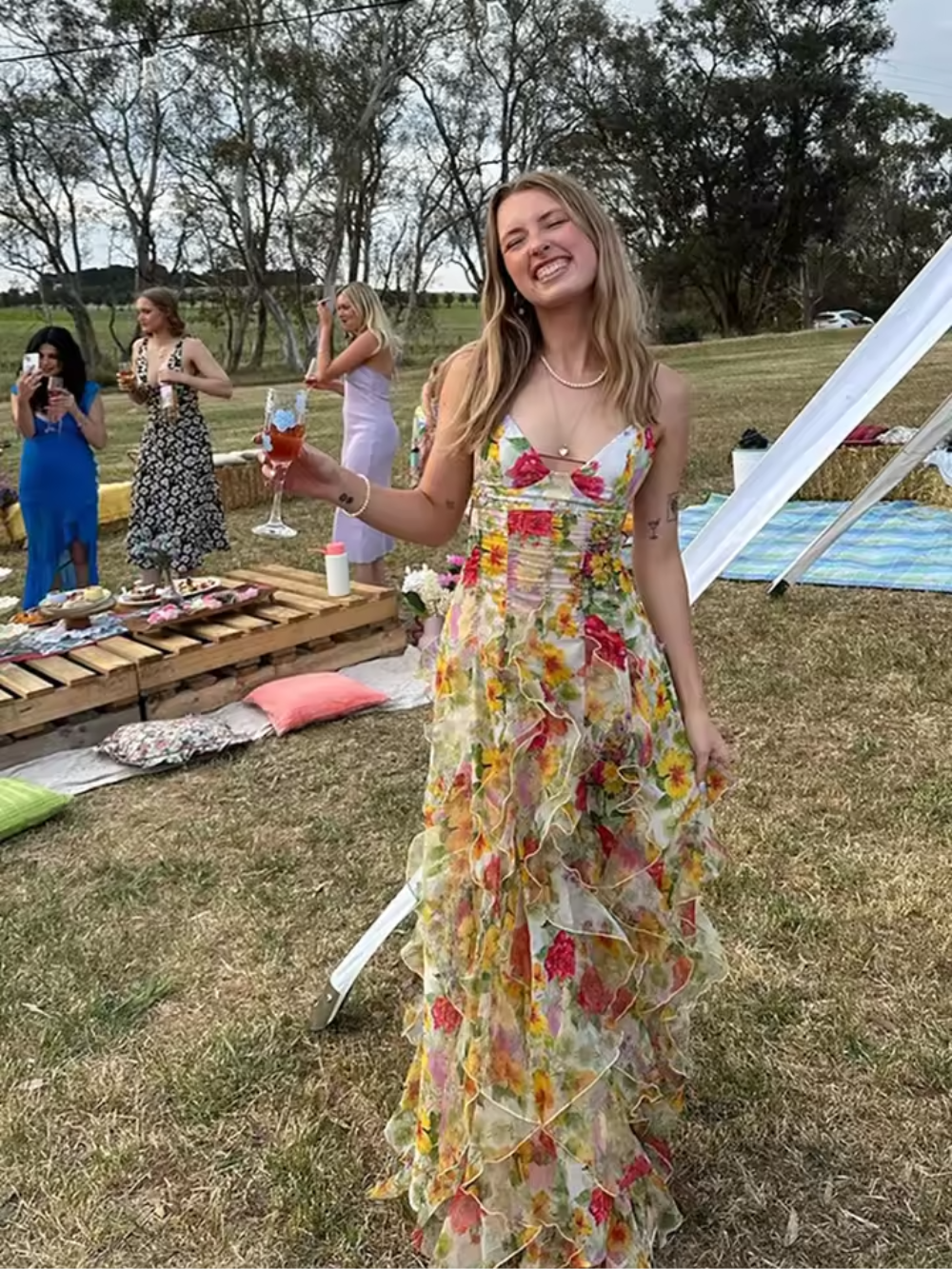 Indigo – Ruffled Floral Dress