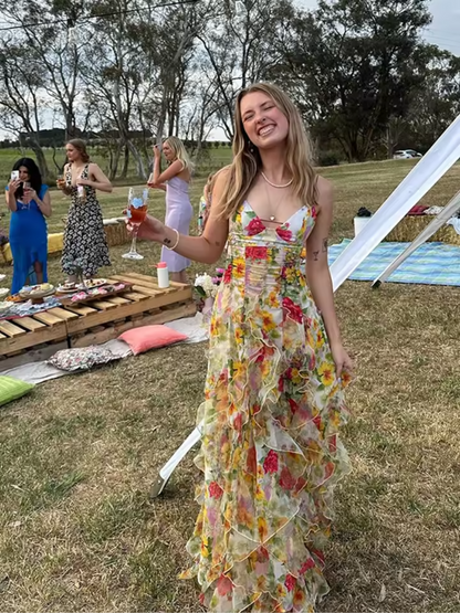 Indigo – Ruffled Floral Dress