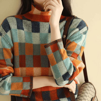 Arlina – Patchwork Turtleneck Sweater