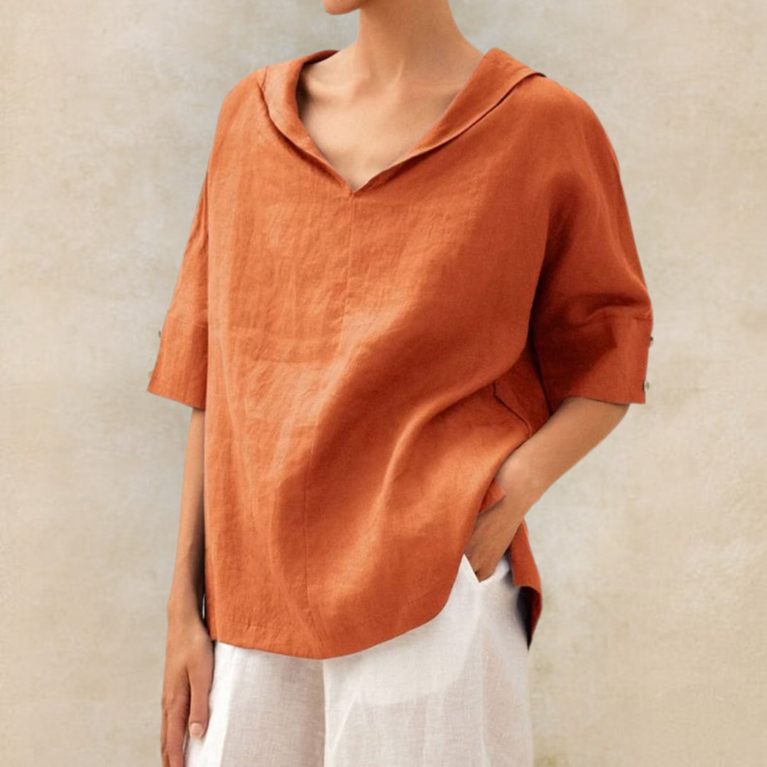 Madelyn – Casual V-Neck Linen Shirt