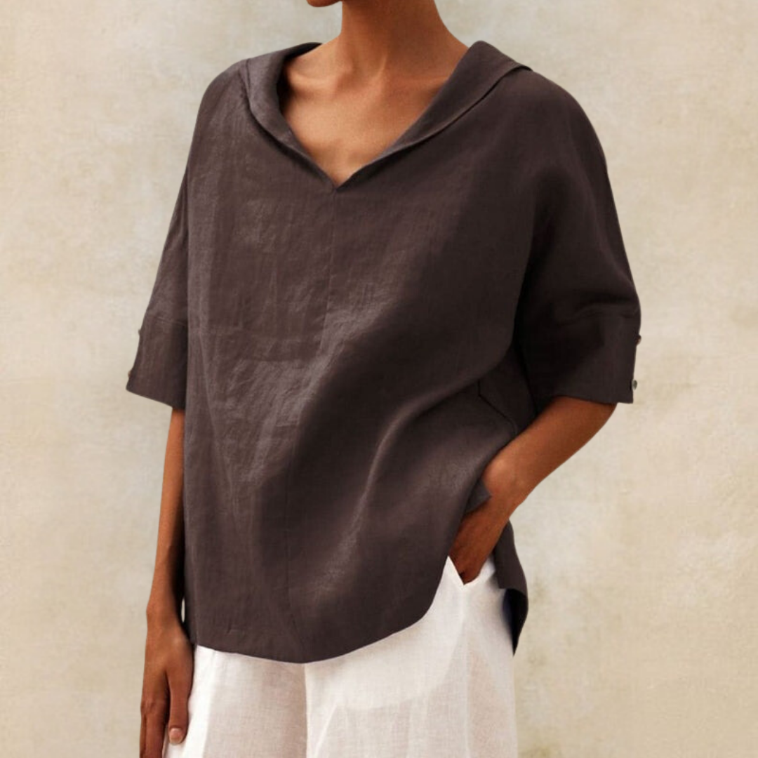 Madelyn – Casual V-Neck Linen Shirt