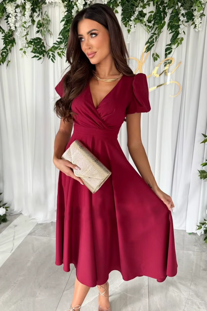 Frances – Elegant V-Neck Midi Dress