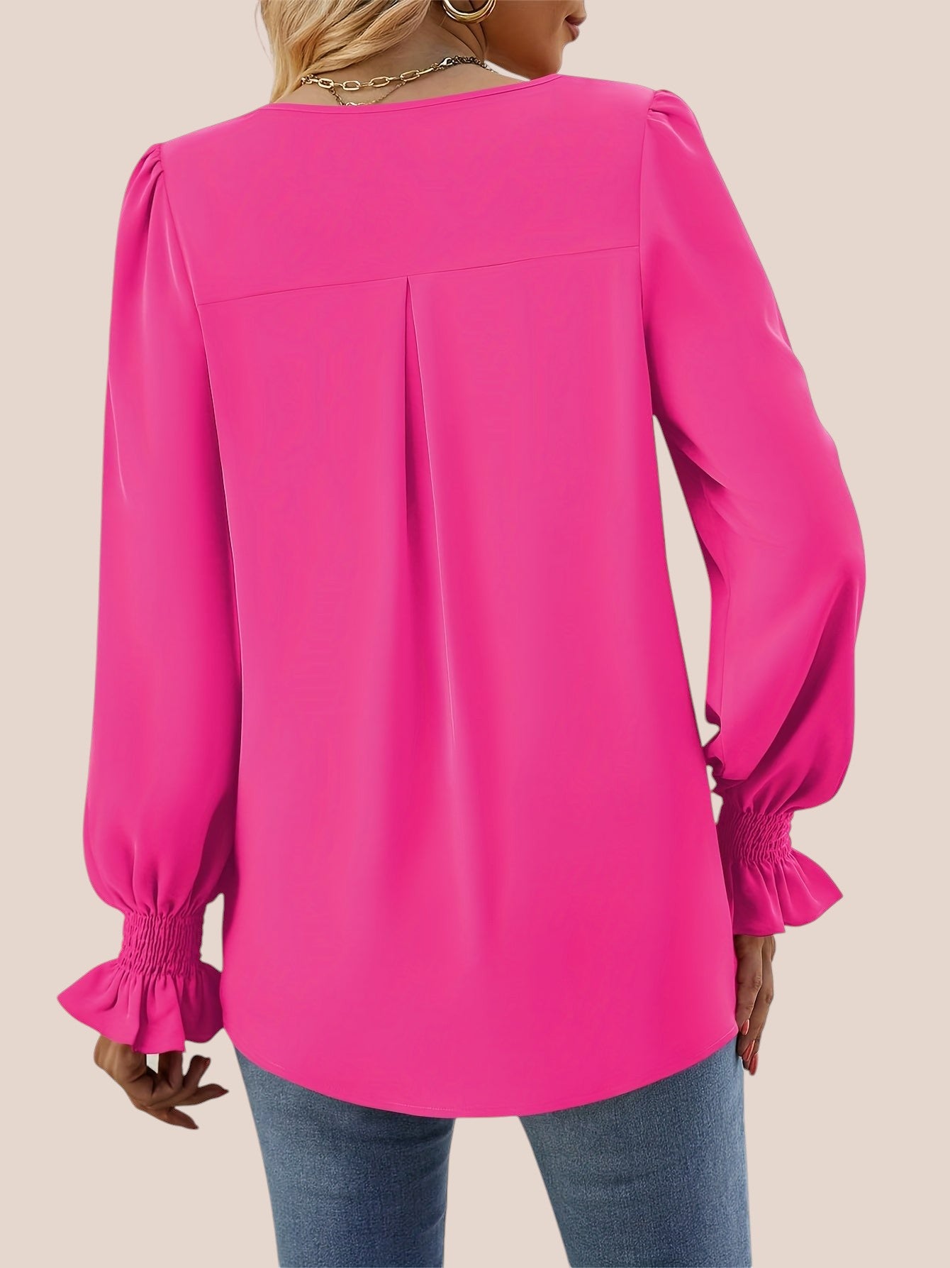 Bianca – Smocked Sleeve V-Neck Blouse