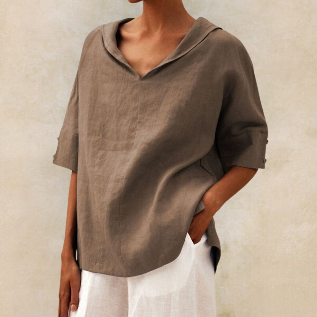 Madelyn – Casual V-Neck Linen Shirt