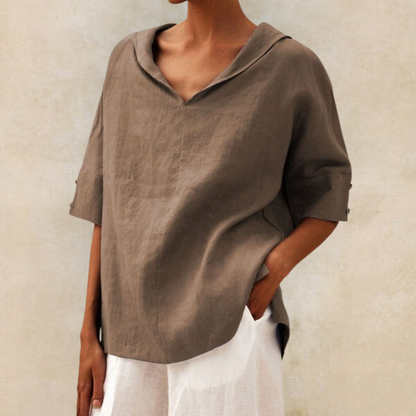Madelyn – Casual V-Neck Linen Shirt