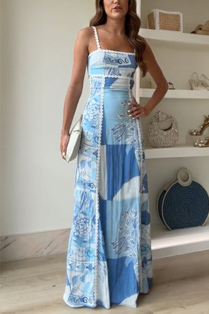 Lyric – Blue Patchwork Maxi Dress