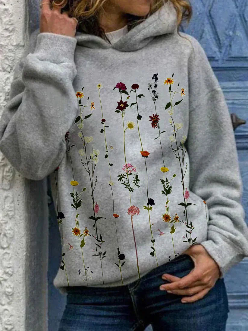 Layla – Stylish Flower Print Hoodie