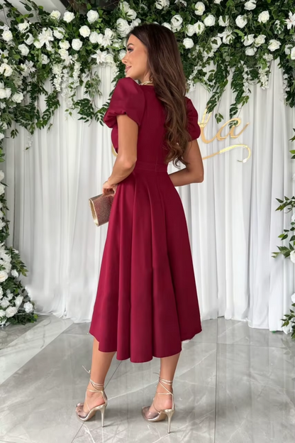 Frances – Elegant V-Neck Midi Dress
