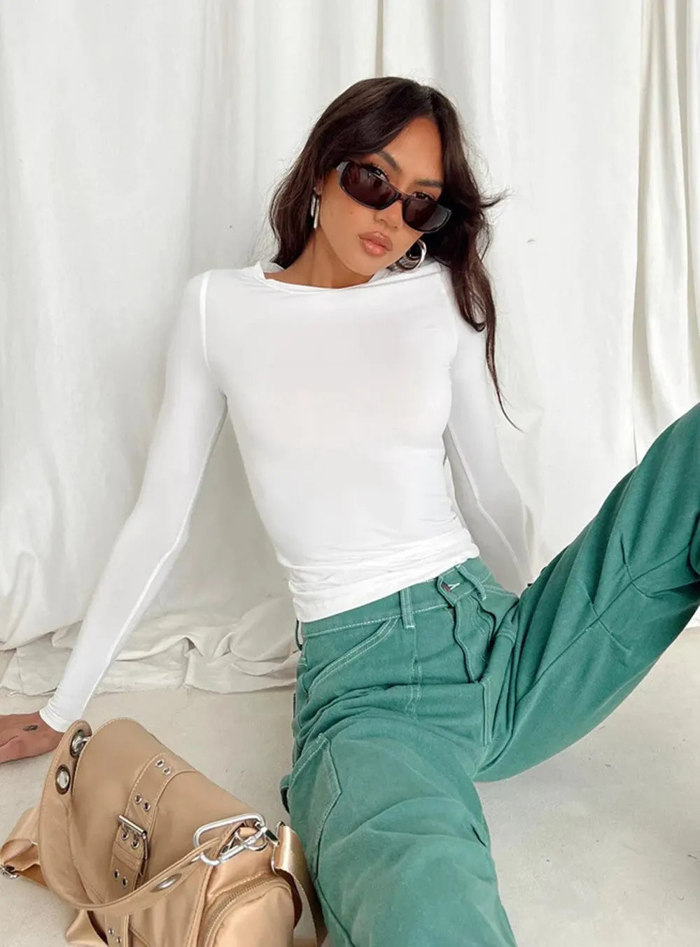 Jocelyn – Slim-Fit Long Sleeve Ruched Top