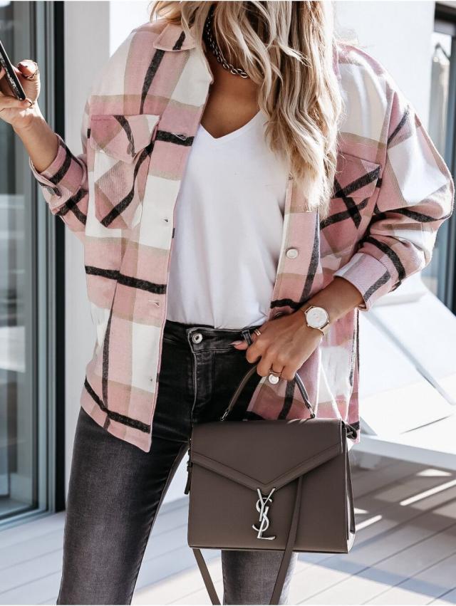 Valeria – Plaid Button-Up Cardigan