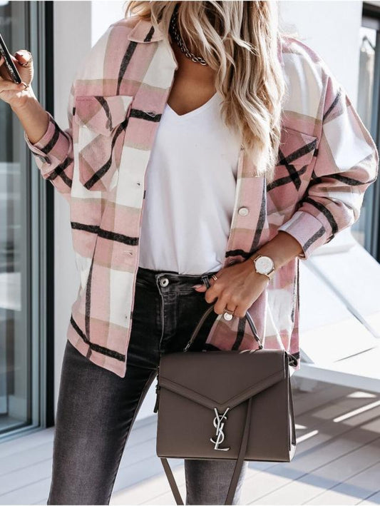 Valeria – Plaid Button-Up Cardigan