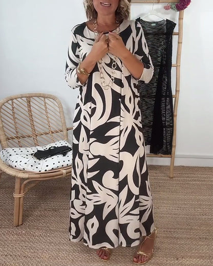 Bellaire – Abstract Floral Midi  Dress