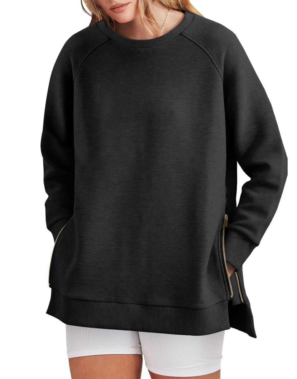 Kate – Sleek Zippered Tunic Sweatshirt