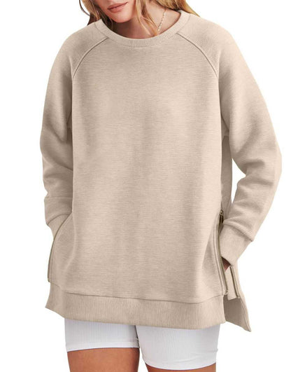 Kate – Sleek Zippered Tunic Sweatshirt
