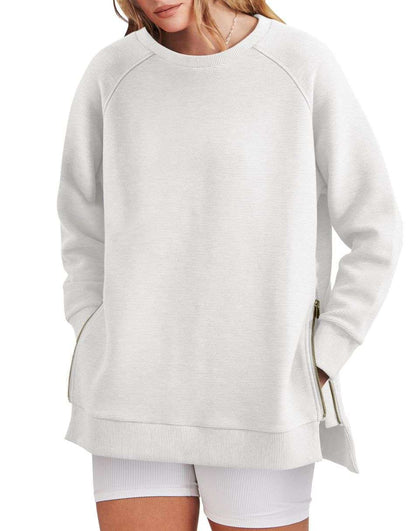 Kate – Sleek Zippered Tunic Sweatshirt